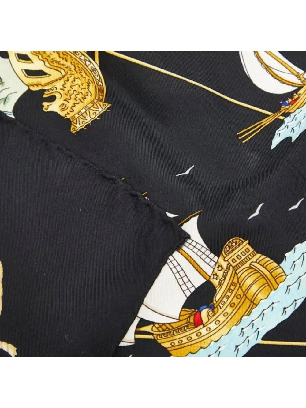 Hermes Carre 90 Voiles de Lumiere Sailing Ship of Light Scarf Black Multicolor